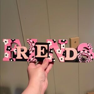 Pink and Black FRIENDS Decorative Sign